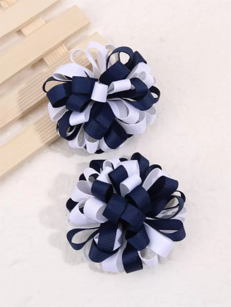 2件套母亲节白色和海军蓝提花绣球花发夹，时尚花卉发饰，适合女孩、儿童、闺蜜、春夏旅行、婚礼、派对礼物。关注我们的店铺，获取最新款式，下次购物可享20%折扣。DZBB