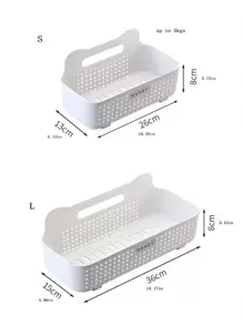 1pc Plastic Storage Basket, Punch-free Wall Mounted Storage Rack For Bathroom - White - View 2