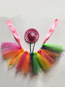 1pc Lizard Hat & 1pc Gauze Dress For Reptile For Decoration - Multicolor - View 2