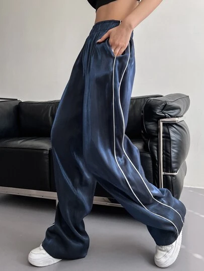 DAZY 纯色斜口袋直筒裤，女式慢跑裤