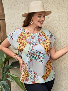 EMERY ROSE Áo sơ mi Plus Size Hoa Chắp vá Boho - Nhiều màu - Xem 4