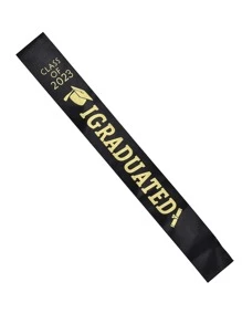 1pc Polyester Sash, Modernist Graduation Hat & Letter Graphic Ceremonial Shoulder Strap For Graduation Party - Multicolor - View 2
