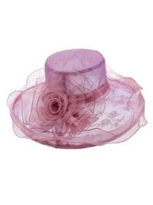 1 cái Mũ Bucket thanh lịch trang trí hoa cho phụ nữ, cho bữa tiệc trà - Bụi hồng - Xem 3
