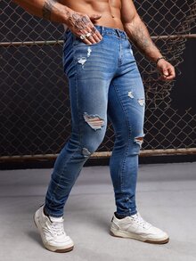 GENTILAND Men Ripped Skinny Jeans