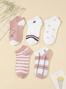 5pairs Cartoon Graphic Ankle Socks - Multicolor - View 2