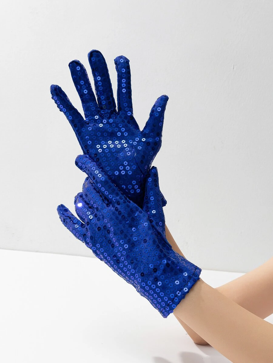 Găng tay trang trí sequin - Xanh đậm - Xem 1