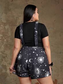 ROMWE Goth Jumpsuits Plus Size Túi Thiên hà Giải trí - màu đen - Xem 2