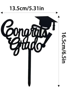 1 PMMA Bánh Trang Trí Hàng Đầu, Nón Tốt Nghiệp & Chữ Trang Trí Bánh Topper Cho Tiệc Tốt Nghiệp - màu đen - Xem 3