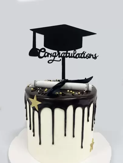 1 st PMMA-tårtdekoration, examenshatt och bokstavsdekoration för tårtdekoration för examensfest