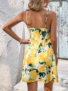 SHEIN VCAY Lemon Print Cami Dress