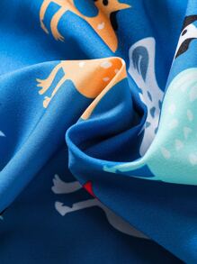 SHEIN Girls Cartoon Graphic A-line Dress - Blue - View 3