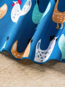 SHEIN Girls Cartoon Graphic A-line Dress - Blue - View 4