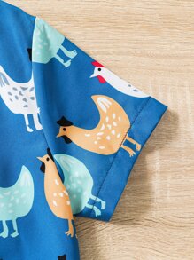 SHEIN Girls Cartoon Graphic A-line Dress - Blue - View 7