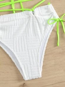 Bộ bikini đi biển mùa hè có dây buộc vòng - trắng - Xem 8