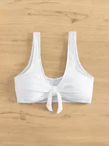 Áo Tops Bikini Nữ Thắt nút màu trơn - trắng - Xem 5