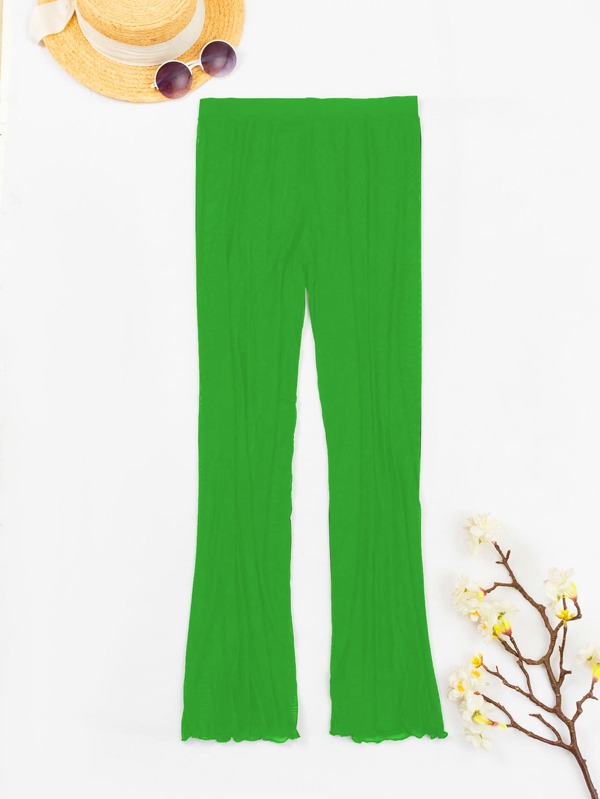 Solid Sheer Mesh Pants SHEIN USA