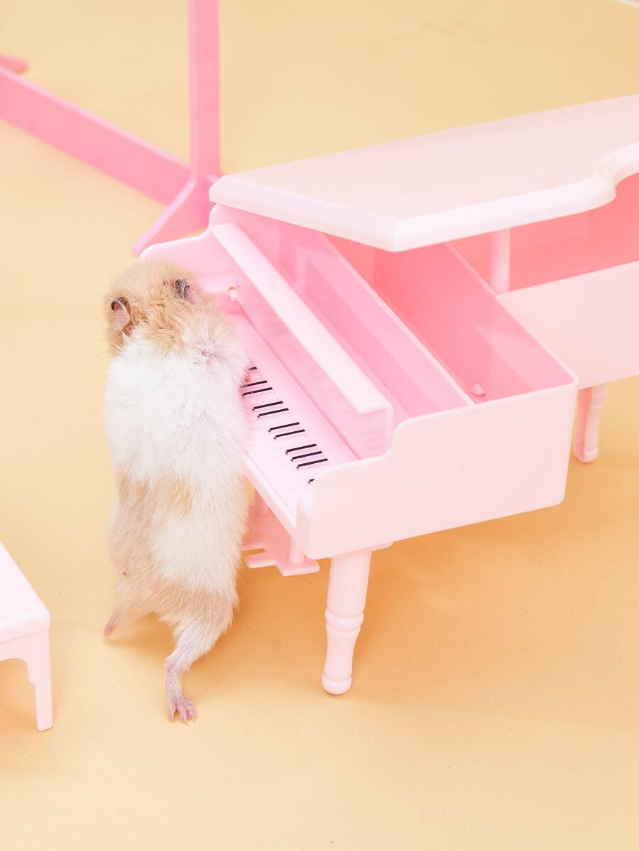 1pc Piano Design Hamster Toy For Small Animal For Play - Pink - View 1