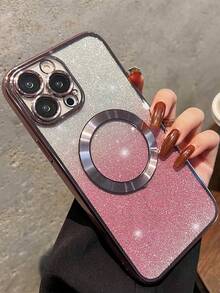 電鍍磁性手機殼帶閃光紙 - 粉色 - 查看 3