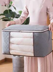 1 túi đựng quần áo màu xám, túi đựng đồ bằng vải không dệt tối giản có thể gấp lại để trang trí nhà cửa, trang trí lễ hội, trang trí mùa thu, trang trí phòng, trang trí nhà cửa, trang trí mùa thu, trang trí phòng ngủ - Xám - Xem 4