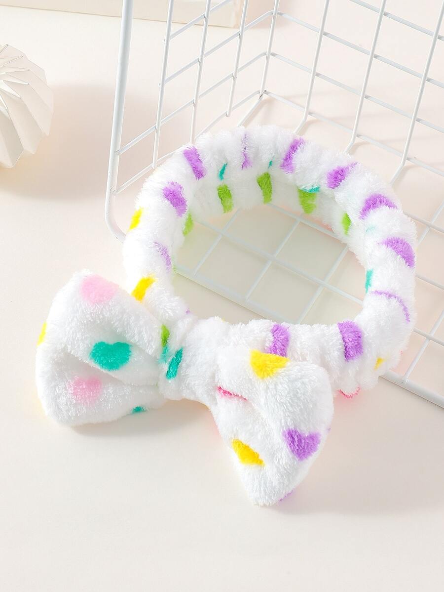 1pc Heart Print Bath Headband - Multicolor - View 1