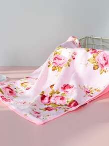 花朵印花毛巾 - 粉色 - 查看 1