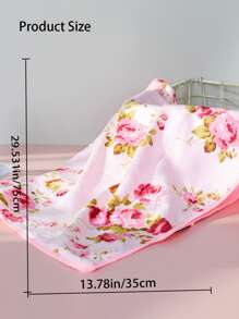 花朵印花毛巾 - 粉色 - 查看 3