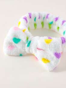 1pc Heart Print Bath Headband - Multicolor - View 2