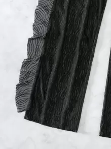 Swim SXY Summer Beach Ruffle Trim Cover Up Pants - Black - View 6