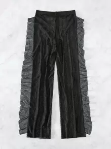 Swim SXY Summer Beach Ruffle Trim Cover Up Pants - Black - View 7