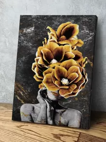 1入組化學纖維裱框畫現代花卉圖案牆壁藝術畫適用於家居牆壁裝飾 - 彩色 - 查看 1