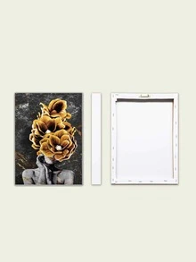 1入組化學纖維裱框畫現代花卉圖案牆壁藝術畫適用於家居牆壁裝飾 - 彩色 - 查看 3