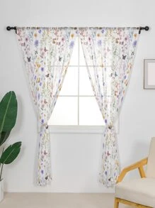 Watercolor Floral Pattern Printed Window Screen 1pc - Multicolor - View 3