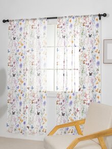 Watercolor Floral Pattern Printed Window Screen 1pc - Multicolor - View 5