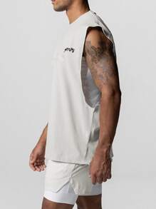 Street Sport Hombres Top tank deportivo con estampado de letra - Beis - Ver 2