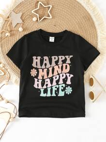 Toddler Girls Slogan Graphic Tee - Black - View 1