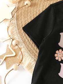 Toddler Girls Slogan Graphic Tee - Black - View 4