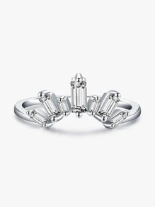 Modian Authentic 925 Sterling Silver Sparkling Clear Zirconia Crown Luxury Finger Rings For Women Wedding Engagement Fine Jewelry - Silver - View 1