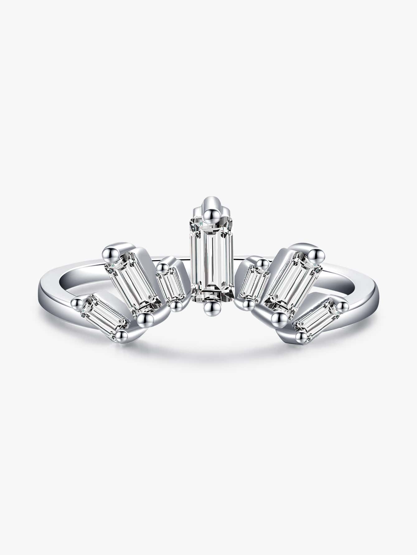 Modian Authentic 925 Sterling Silver Sparkling Clear Zirconia Crown Luxury Finger Rings For Women Wedding Engagement Fine Jewelry - Silver - View 1