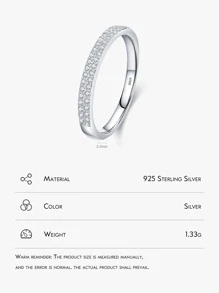 Nhẫn cưới bằng bạc trang trí bằng đá khối Zirconia - Bạc - Xem 3