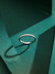 Nhẫn cưới bằng bạc trang trí bằng đá khối Zirconia - Bạc - Xem 6