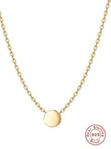 1入組時尚銀圓形吊飾項鍊適用於女士日常裝飾