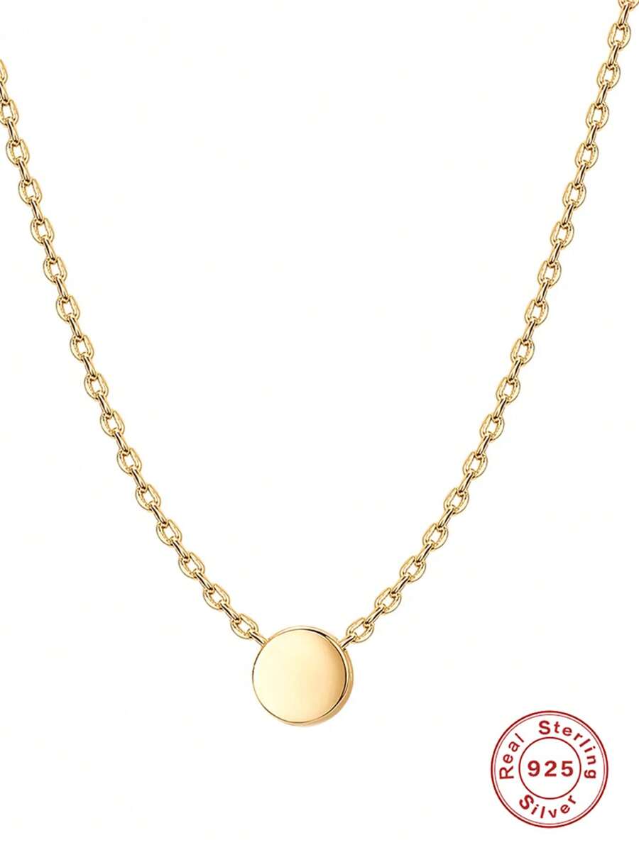 1入組時尚銀圓形吊飾項鍊適用於女士日常裝飾