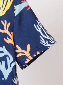 Toddler Boys Coral Print Tee - Navy Blue - View 3