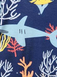 Toddler Boys Coral Print Tee - Navy Blue - View 5