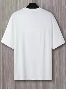 Manfinity Hypemode Loose Fit Men's Half Zip Drop Shoulder T-Shirt - White - View 2