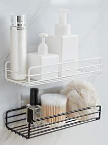 1入組鐵浴室儲物架,極簡黑色免打孔多功能貨架收納單元洗衣 - 黑色 - 查看 3