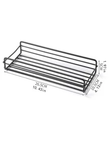 1入組鐵浴室儲物架,極簡黑色免打孔多功能貨架收納單元洗衣 - 黑色 - 查看 2