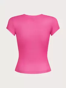 SHEIN ICON 身體熱成像印花T恤 - 粉色 - 查看 2