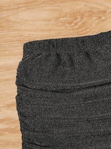 SHEIN 女孩褶邊荷葉邊金屬亮絲半身裙