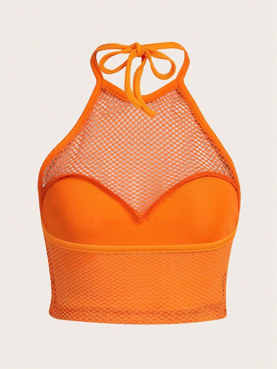 ROMWE PUNK Top halter de malla - Naranja - Ver 1